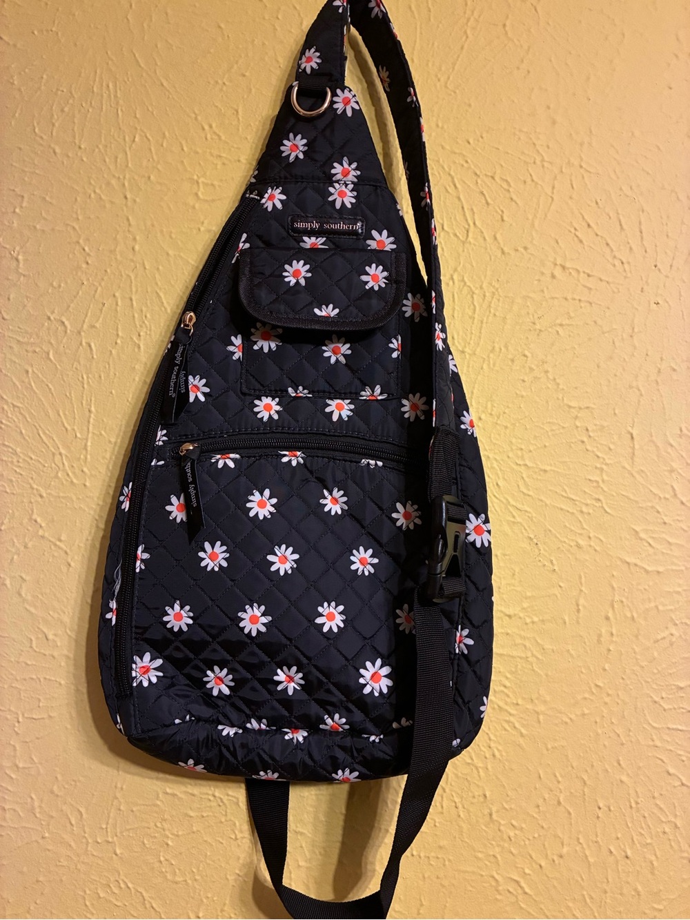 Simply Southern Black Quilted Daisy Sling Crossbody